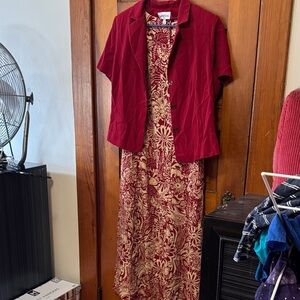 Danny & Nicole Red and Beige Maxi Dress